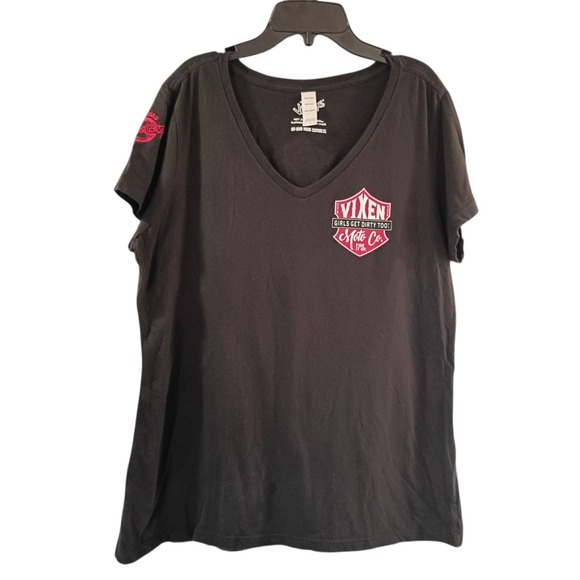 Vixen Tops - Vixen Off Road Women's Graphic "Girls Get Dirty Too" Black T-shirt Size XL EUC